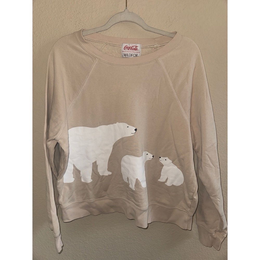 Wildfox X Coca Cola Collab Tan Polar Bear Sweatshirt Size Medium